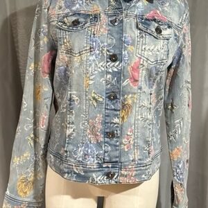 CHARLIE B Gray Floral Jean Jacket